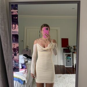 Elegant Cream Off-Shoulder Dress